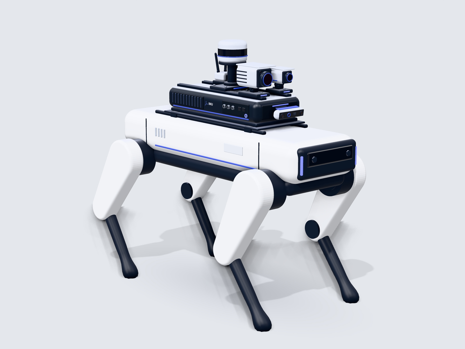 4족보행 · 센서 마운팅형 3D 개념도